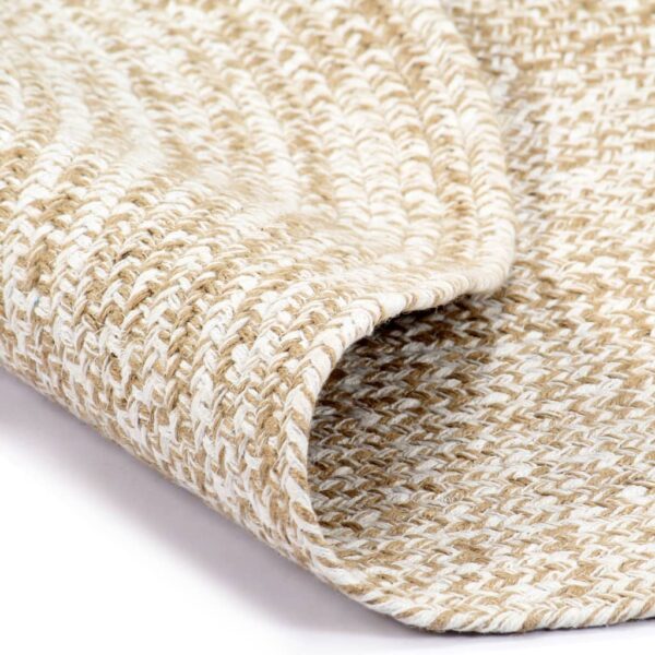 Tapis fait à la main Jute Blanc et naturel 150 cm – Image 2