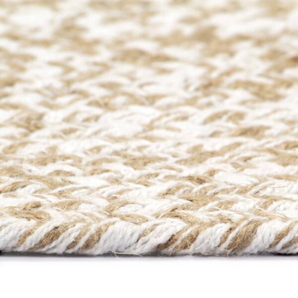 Tapis fait à la main Jute Blanc et naturel 150 cm – Image 3