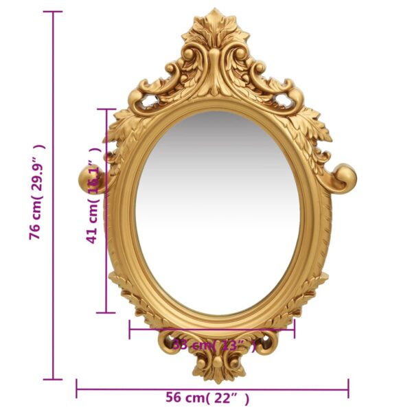 Miroir mural style château 56x76 cm Doré – Image 5