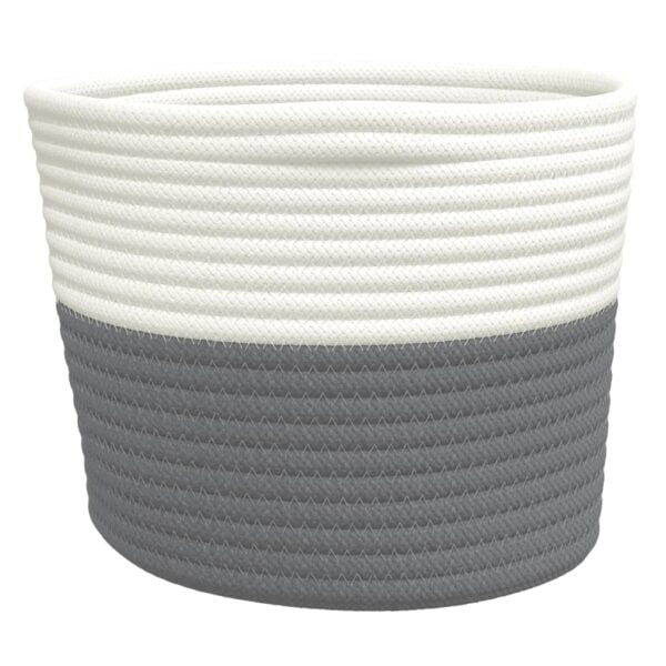 Duo de petits paniers de rangement gris et blanc en coton – Image 6
