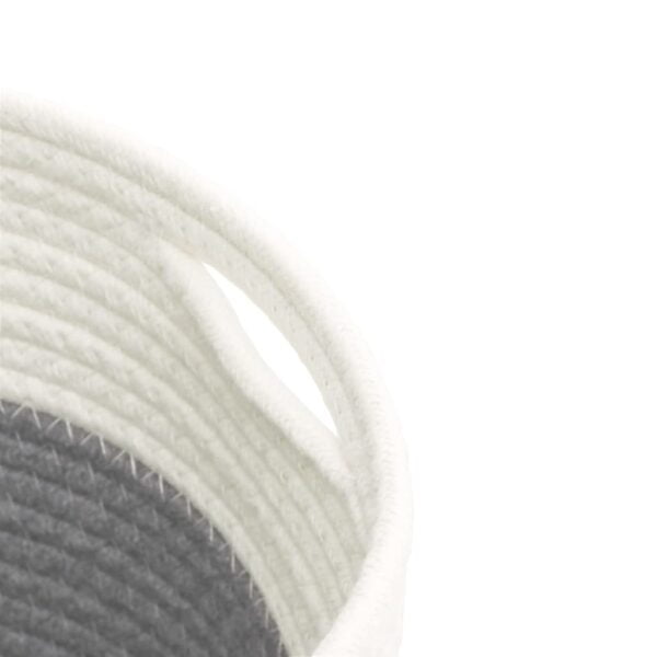 Duo de petits paniers de rangement gris et blanc en coton – Image 7