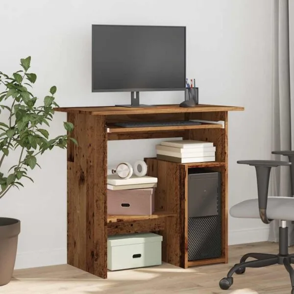 Bureau en vieux bois : design rustique et rangement optimal pour petits espaces – Image 2