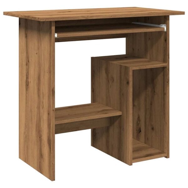 Bureau en chêne artisanal compact avec espace de rangement – design moderne en bois d'ingénierie durable