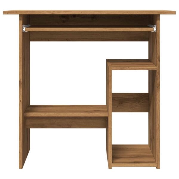 Bureau en chêne artisanal compact avec espace de rangement – design moderne en bois d'ingénierie durable – Image 3