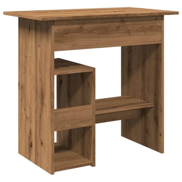 Bureau en chêne artisanal compact avec espace de rangement – design moderne en bois d'ingénierie durable – Image 5