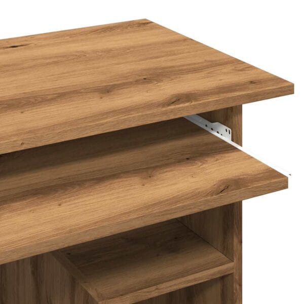 Bureau en chêne artisanal compact avec espace de rangement – design moderne en bois d'ingénierie durable – Image 7