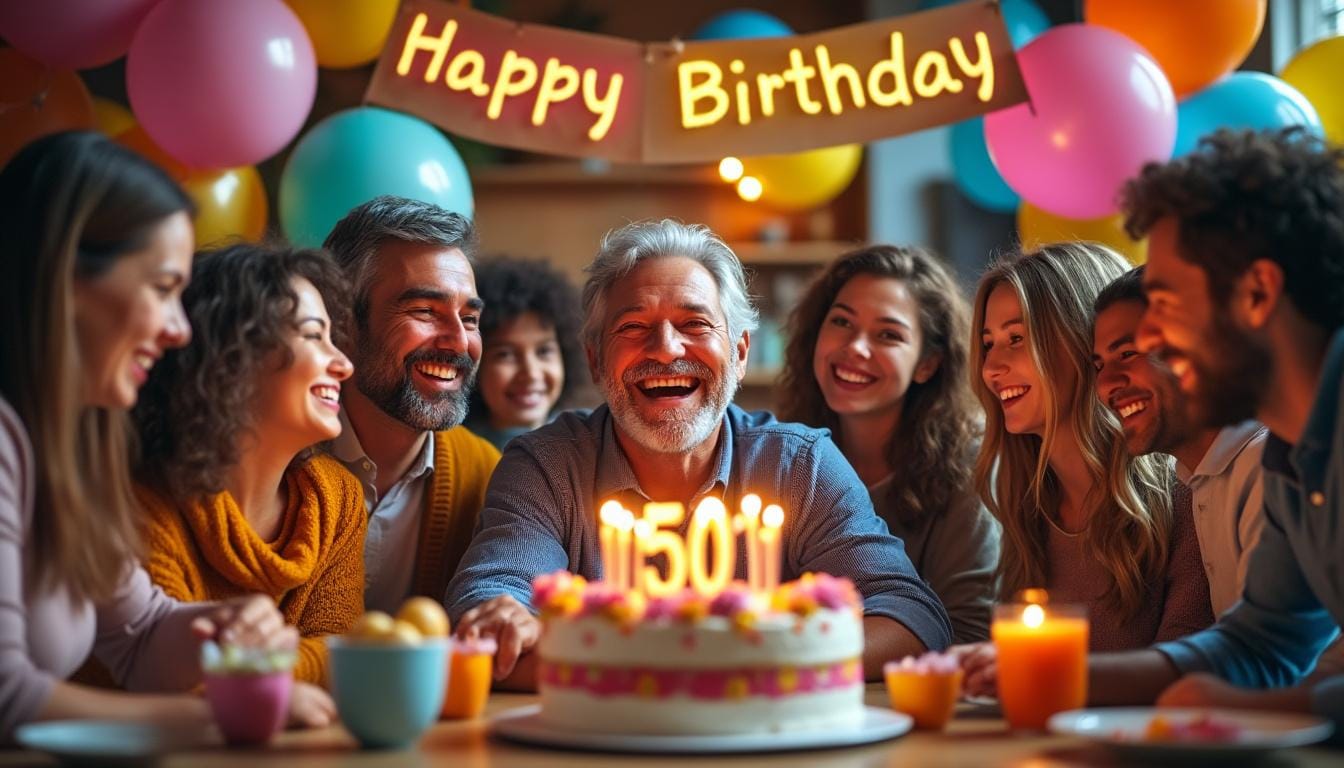 célébrez les 50 ans d'un homme exceptionnel avec un texte d'anniversaire empreint d'humour et de tendresse. découvrez comment allier rires et émotions pour rendre cette journée inoubliable.